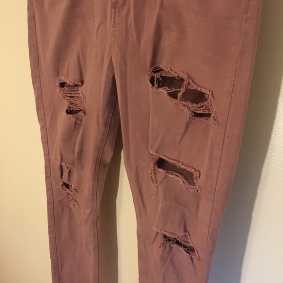 Dusty Pink Distressed Jeggings - Picture 2 of 5